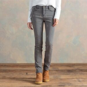 Sundance Primrose Embroidered Sequence Gray Skinny Leg Jeans